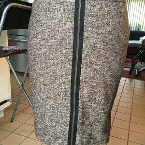 Pencil skirt black, Brown, white tweed, zipper front sz10 Classique entrier